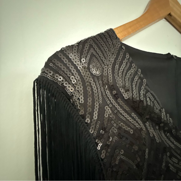 BABEYOND 1920s Flapper Dress | Black Sequin Fringe | Size L | NWT | Great Gatsby - Picture 6 of 15